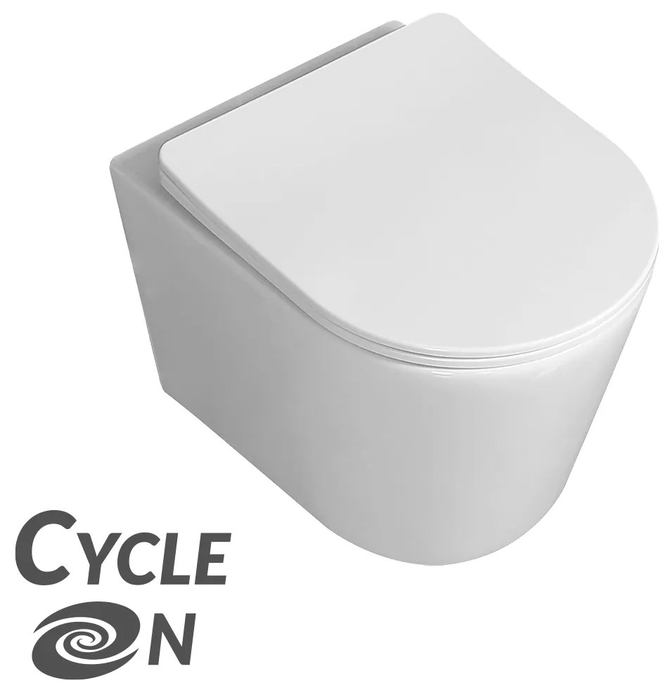 Laveo Jari Cycleon, falra szerelhető WC CycleOn pezsgőfürdő rendszerrel 485x370x325 mm + wc ülőke, fehér, LAV-VMJ_609S