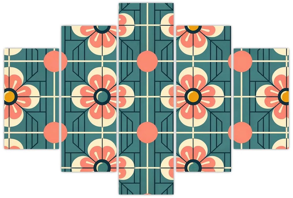 Kép - Retro virágminta (150x105 cm)