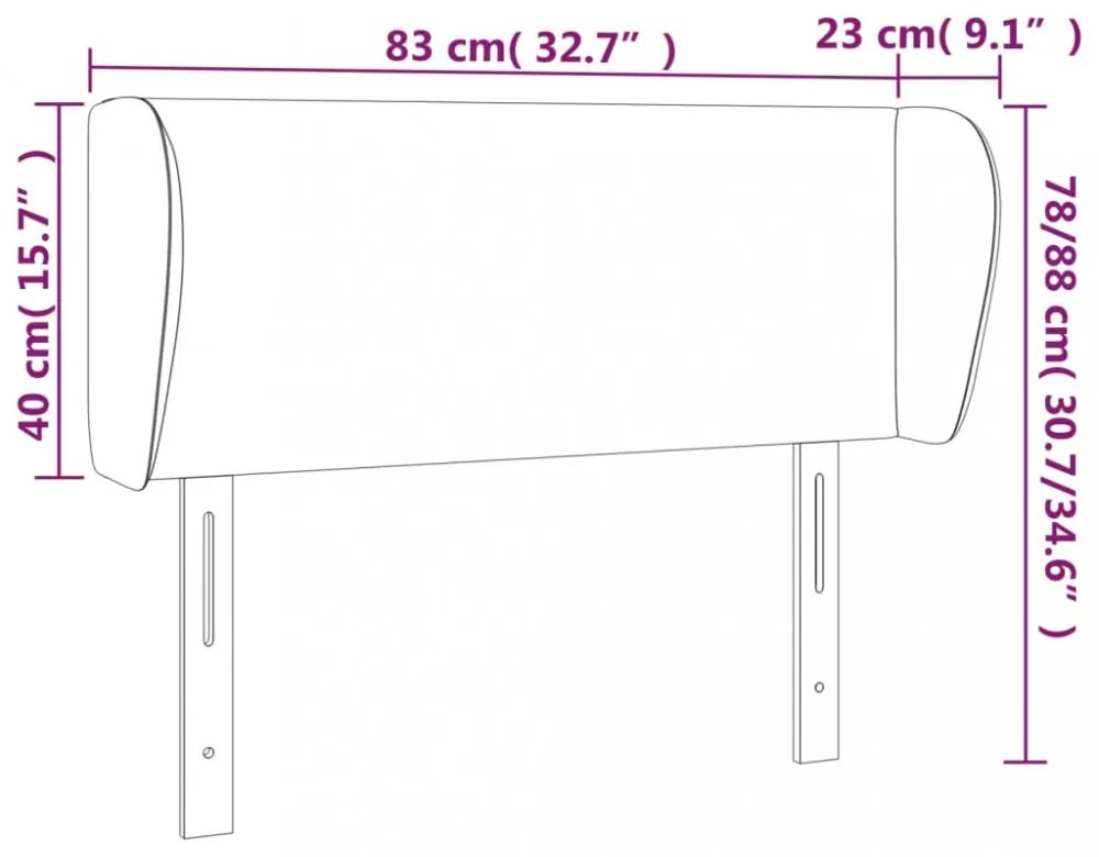 sötétszürke szövet fejtámla szárnyakkal 83x23x78/88 cm