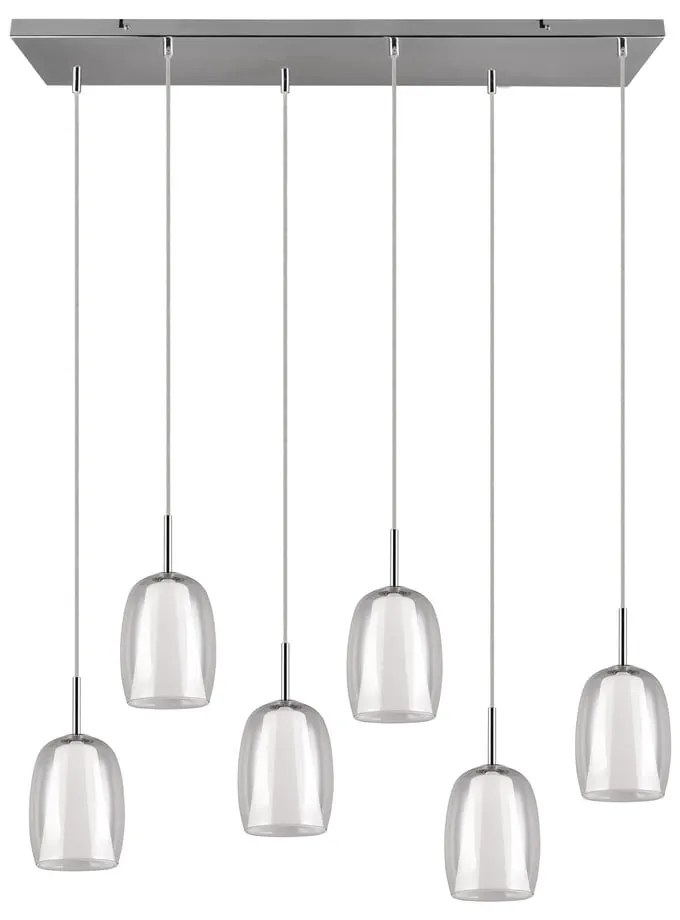 Ezüstszínű függőlámpa üveg búrával Barret – Trio Select