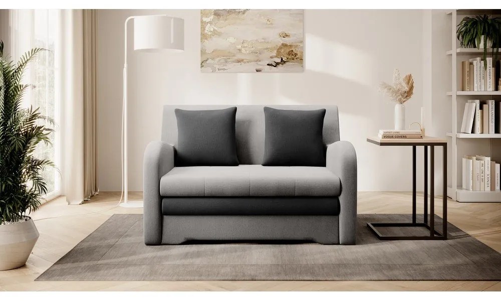 Világosszürke-antracitszürke bársony kinyitható kanapé 130 cm Ario – ELTAP
