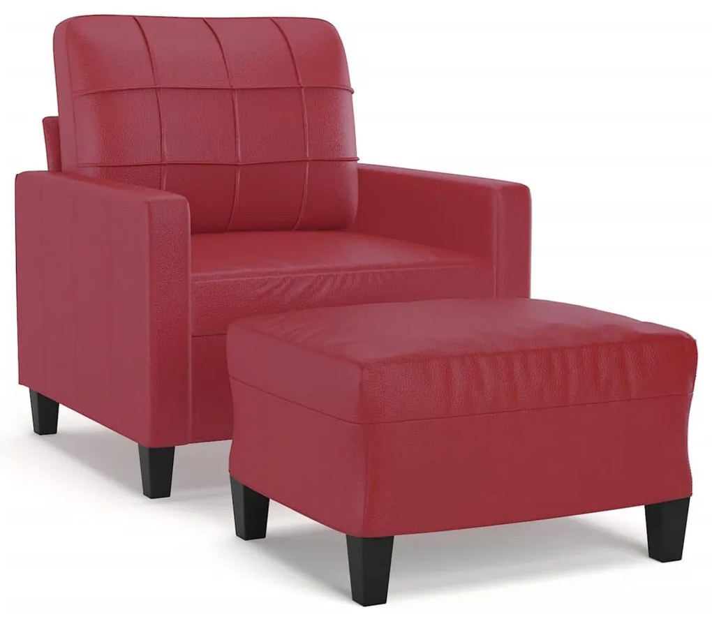 bordó műbőr kanapéfotel lábtartóval 60 cm