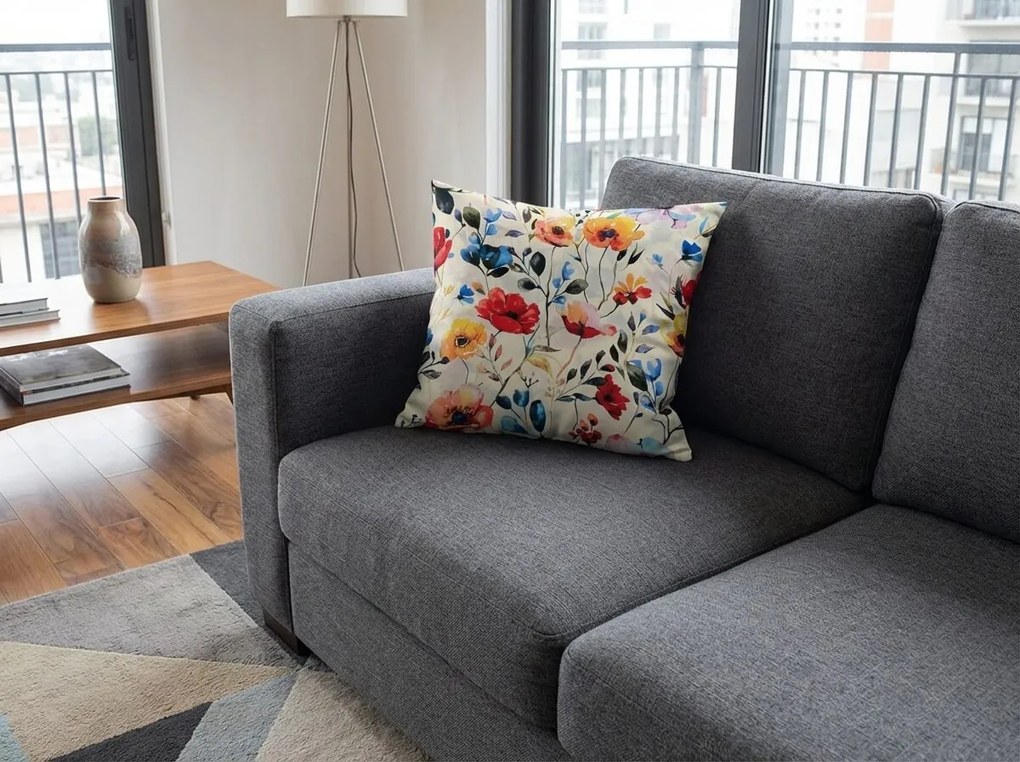 Díszpárnahuzat FLOREEN 45x45 cm, krémszínű