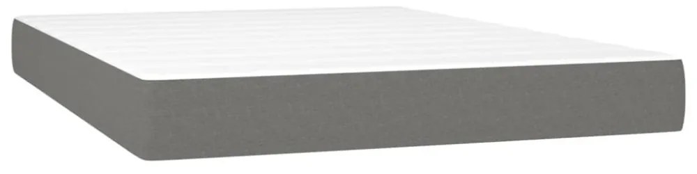 sötétszürke szövet rugós és LED-es ágy matraccal 140x190 cm