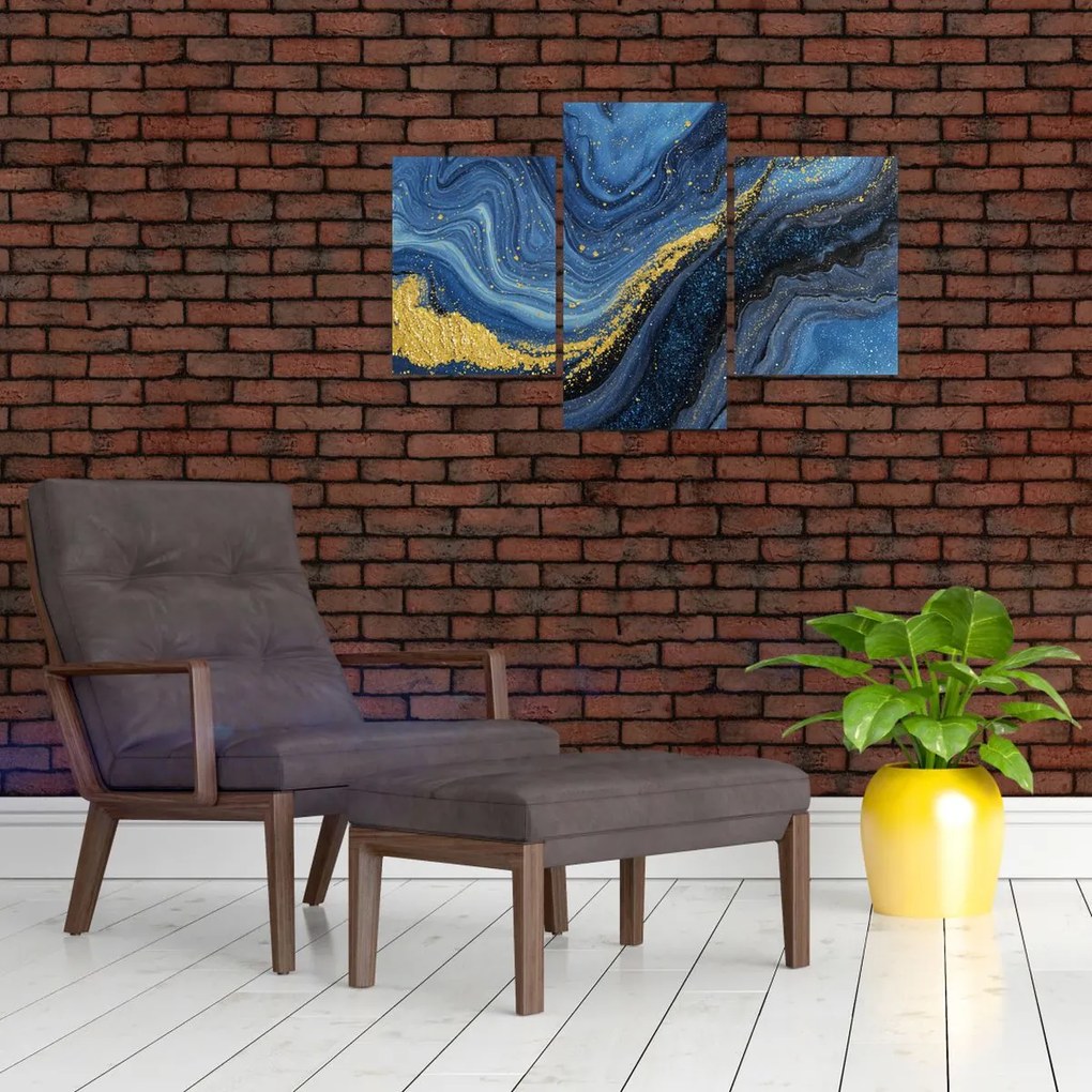 Kép - Kék-arany absztrakció (90x60 cm)