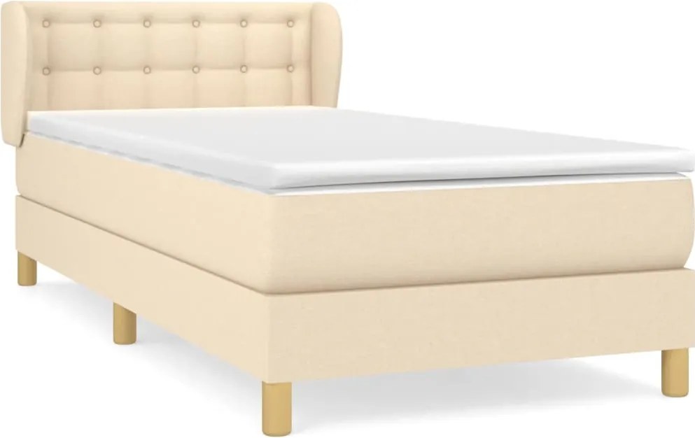 vidaXL krémszínű szövet rugós ágy matraccal 100 x 200 cm