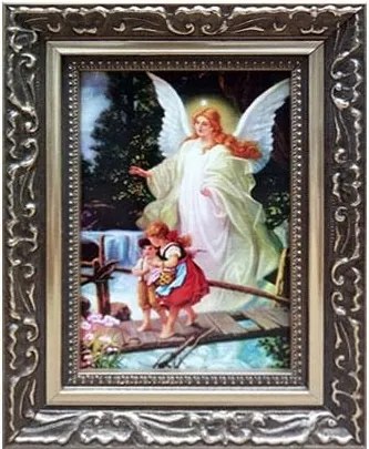 Vászonkép 10x15cm Őrangyal gyaloghíd keret dísz (14,5x19,5cm)