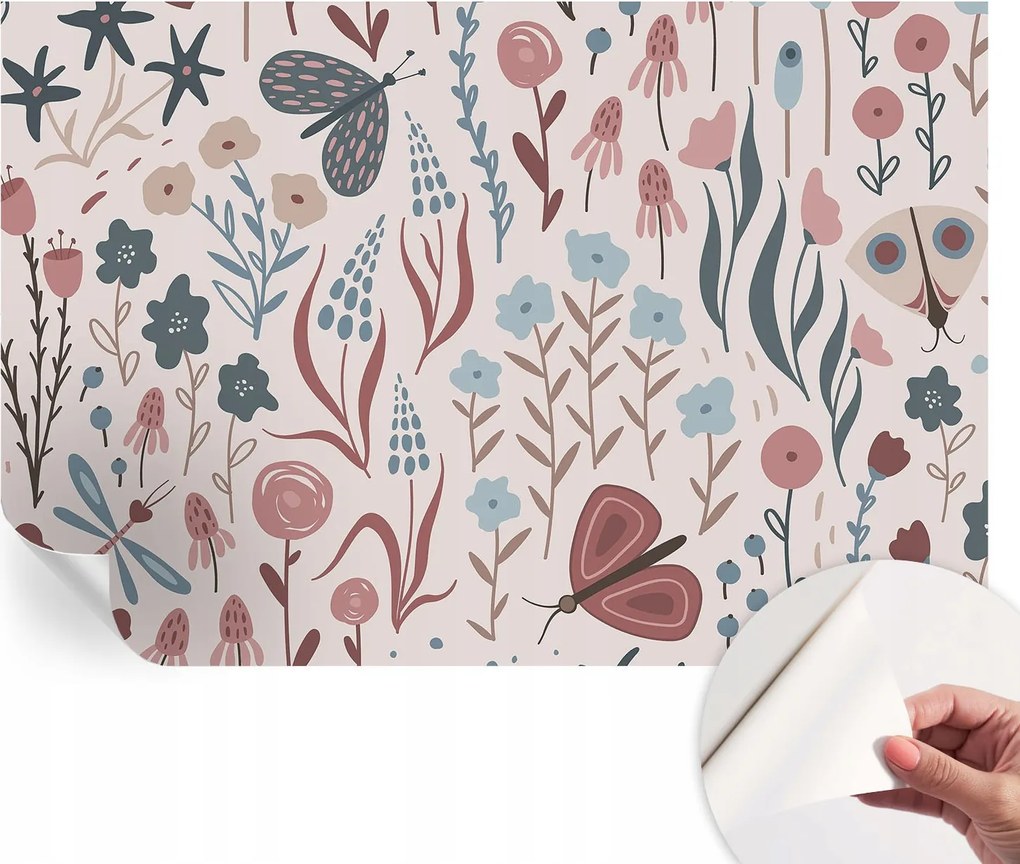 Öntapadós fotótapéta Nappaliba és Hálószobába Virágok rovarok 104x70 cm
