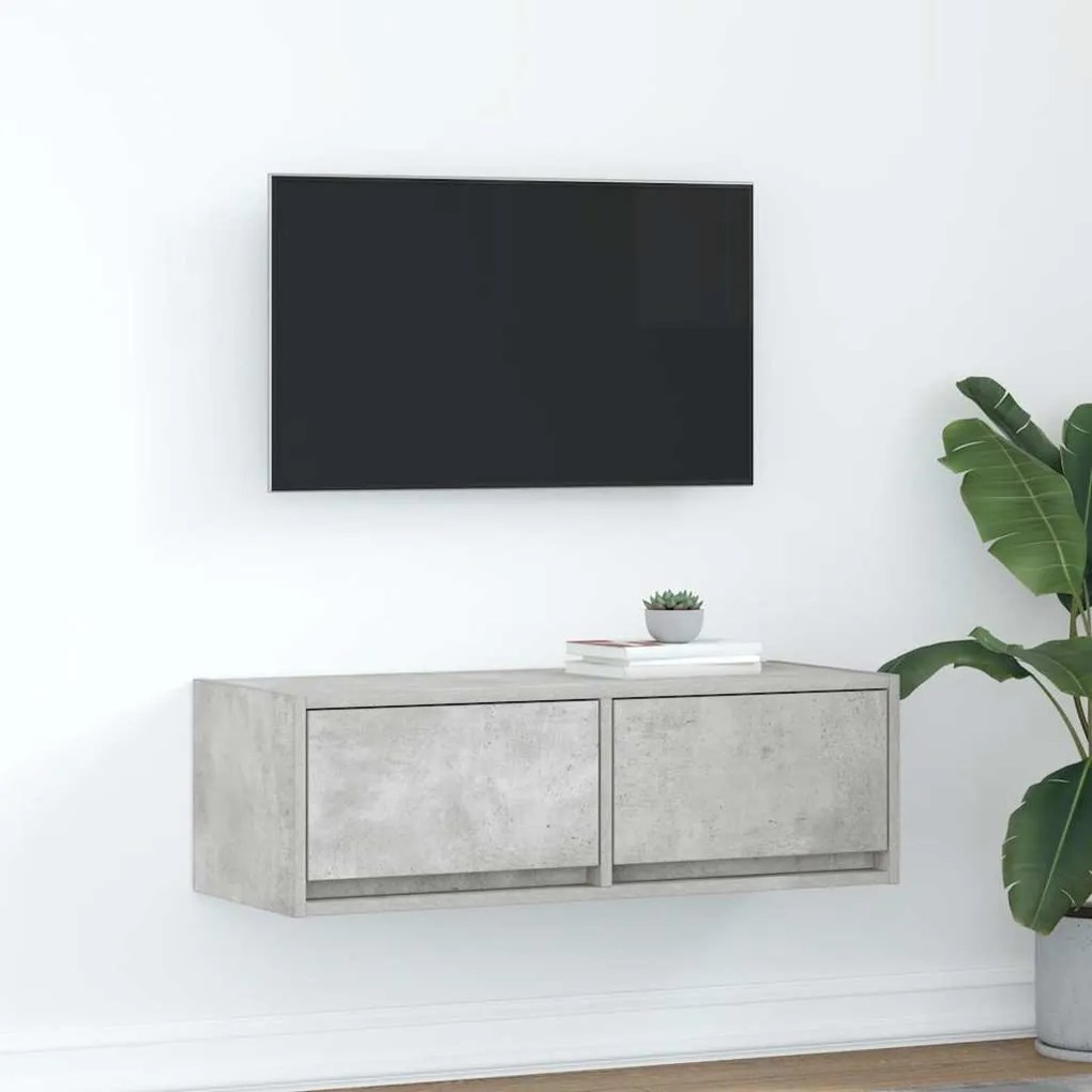 betonszürke szerelt fa TV-szekrény 80x31x25,5 cm