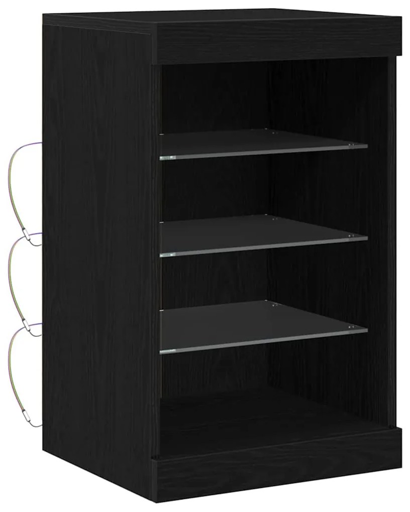 Széf LED -es lámpákkal Fekete tölgy 41 x 37 x 67 cm Faanyag