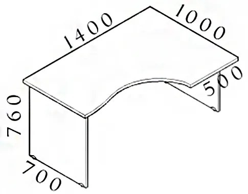 Visio ergonomikus asztal 140 x 100 cm, jobb, cseresznye