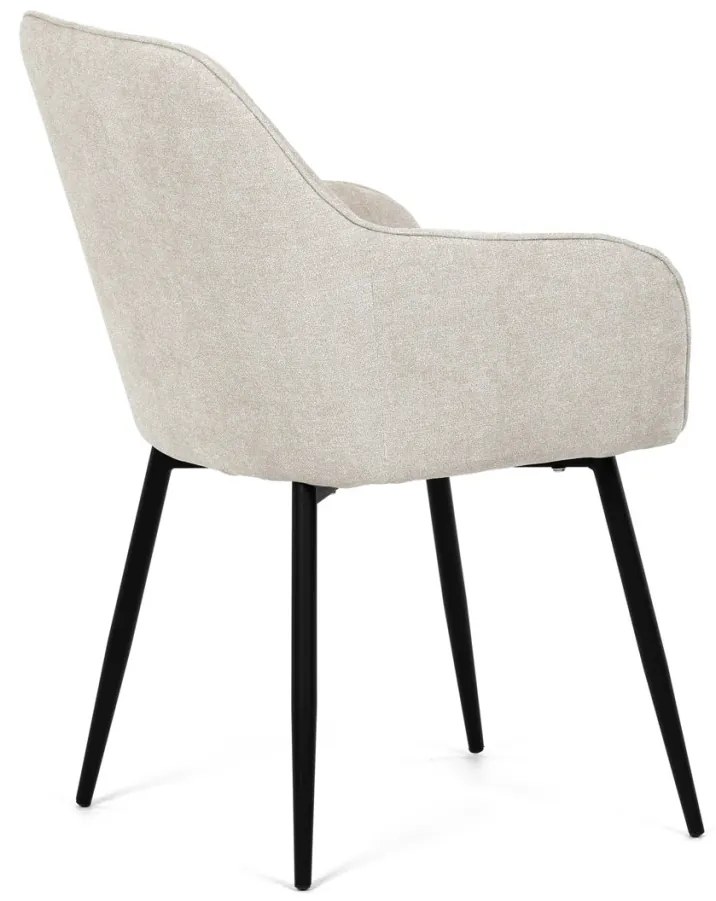 Scaun de sufragerie elegant, stofă bej, metal negru