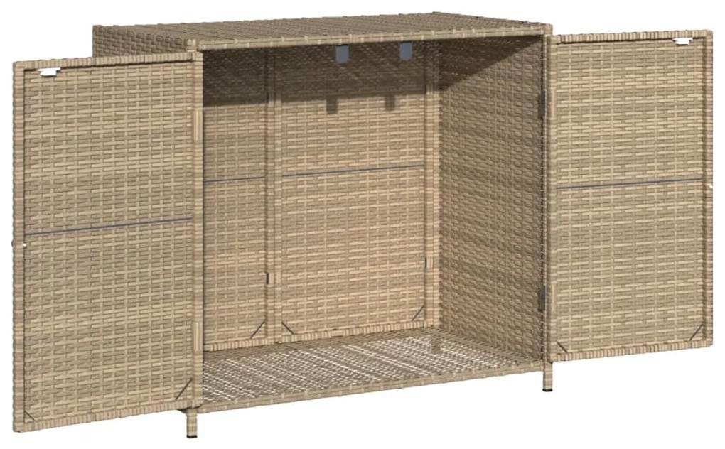 bézs polyrattan kerti tárolószekrény 83x45x76 cm