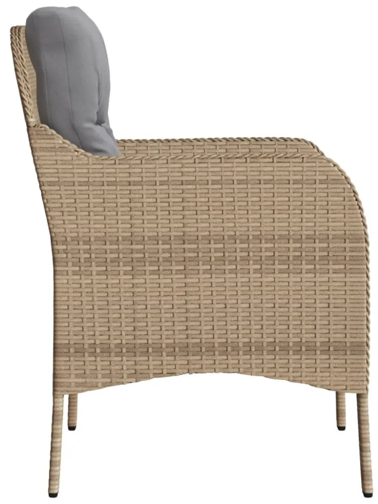 2 db vegyes bézs polyrattan kerti szék párnával