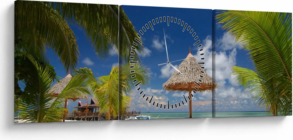 Kép - Fehér homokos strand (órával) (90x30 cm)