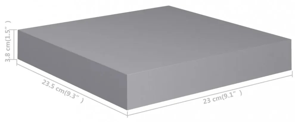 szürke MDF lebegő fali polc 23 x 23,5 x 3,8 cm