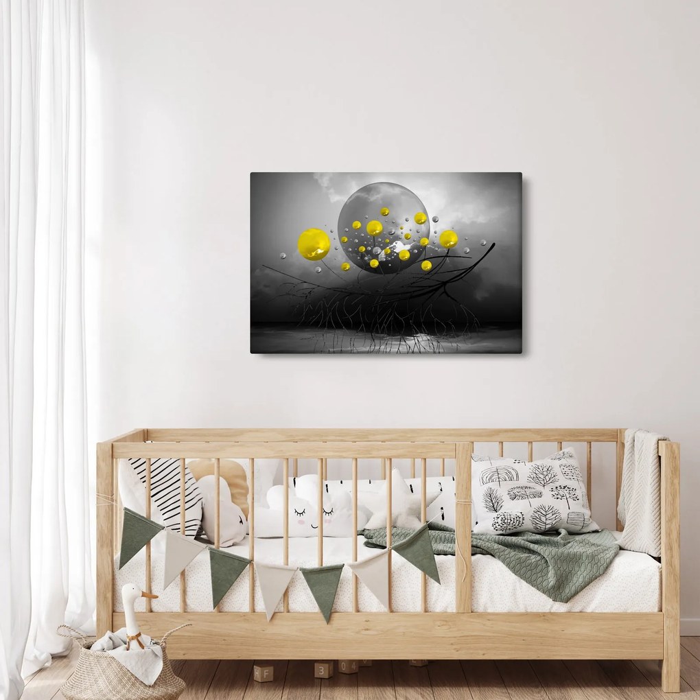 Kép- sárga absztrakt gömbök (90x60 cm)