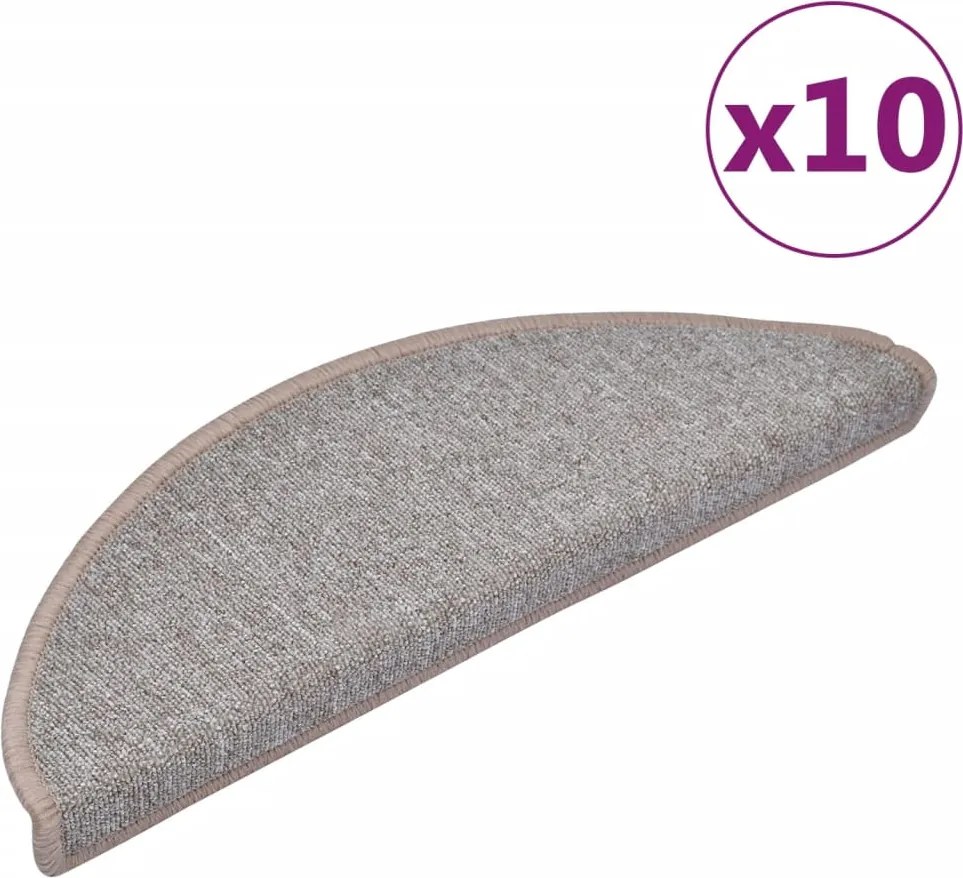 vidaXL 10 db világosbarna, félkör alakú, nagy lépcsőszőnyeg 65 x 24 x 4 cm