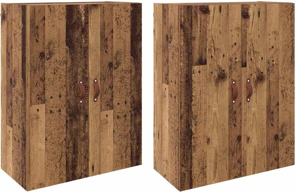 vidaXL Fali szekrény 2 pcs Öreg fa 69,5 x 34 x 90 cm Faanyag