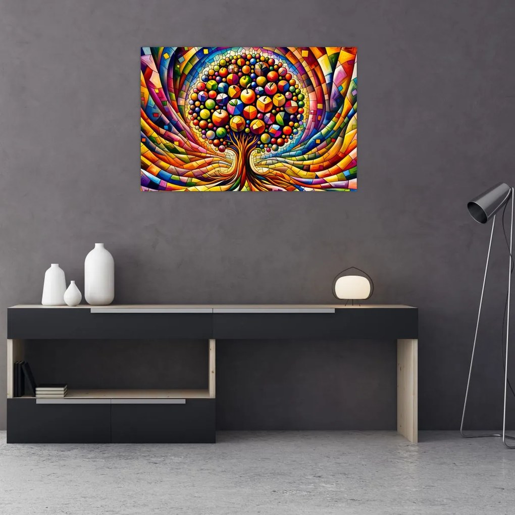 Kép – Színes fa almákkal (90x60 cm)