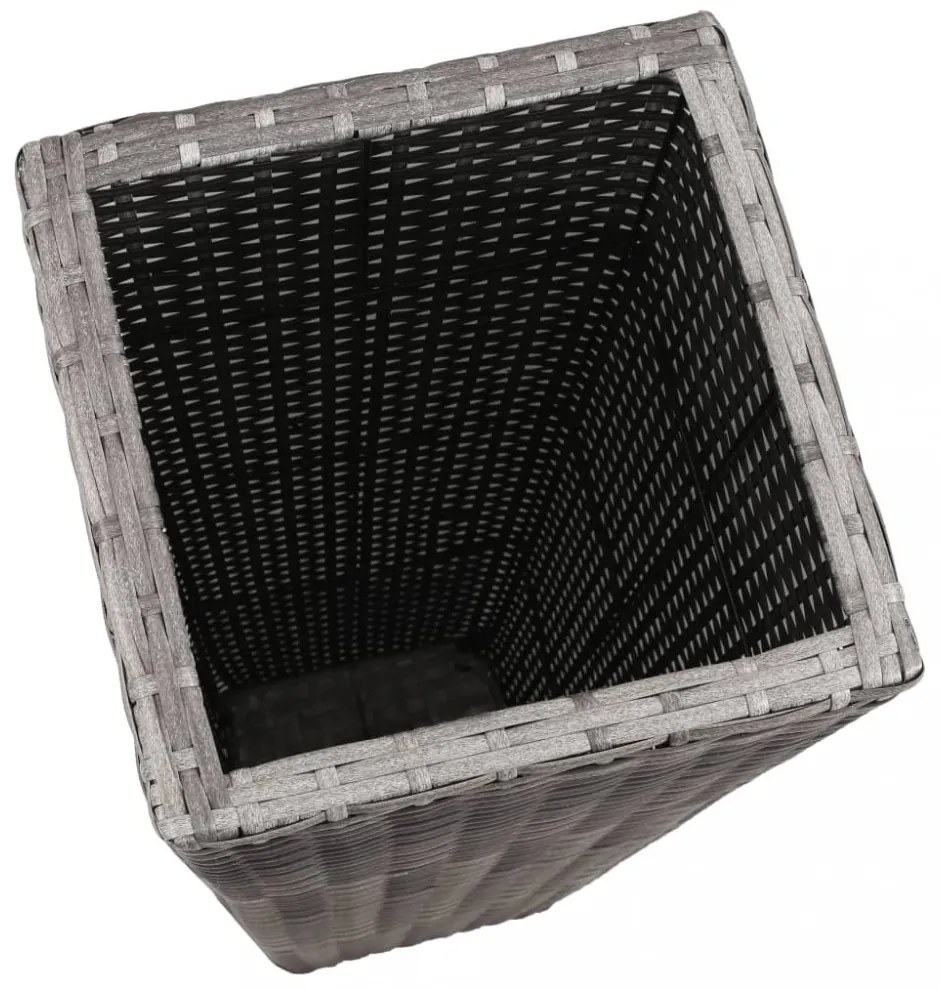 3 db szürke polyrattan kerti magaságyás