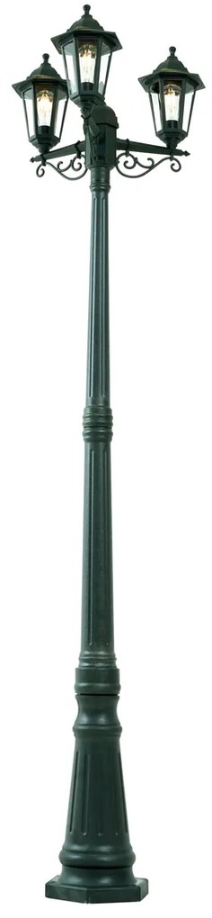Klasszikus Kültéri Lámpa Sötétzöld 217cm 3-Fényforrás IP44 - New Haven