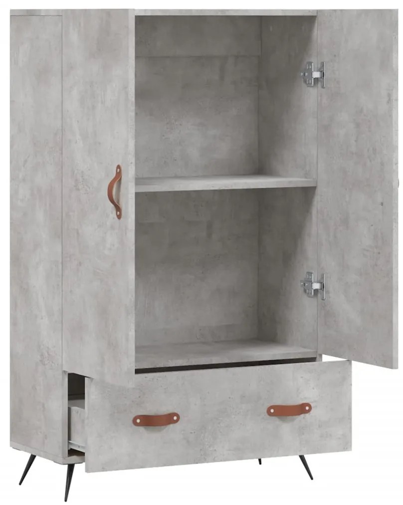 betonszürke szerelt fa magasszekrény 69,5 x 31 x 115 cm
