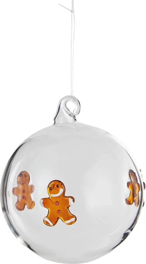 HANG ON üveg karácsonyfadísz Ø 8 cm, mézeskalács figura