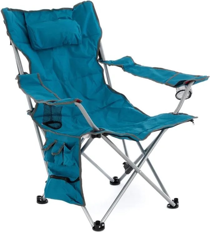 DIVERO® Kempingszék összecsukható lábtartóval 2db kék