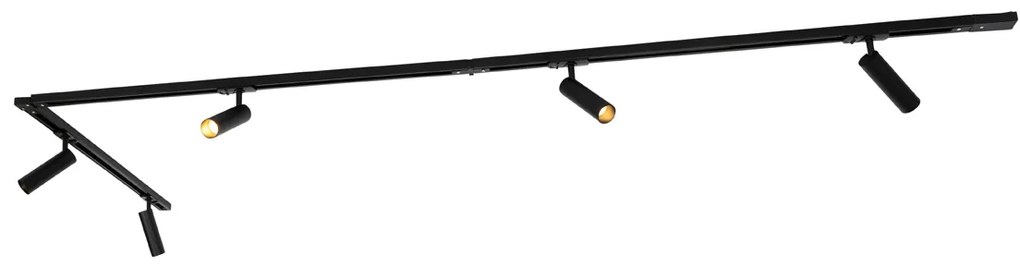 Modern fekete sínrendszer 5 spotlámpával, 1 fázisú GU10 35mm - Iconic Jeana Luxe