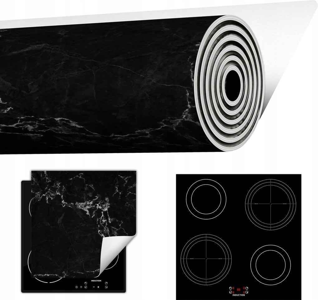 Tűzhelyvédő Szőnyeg Feltekerhető Asztallap 50x52 Márvány fekete