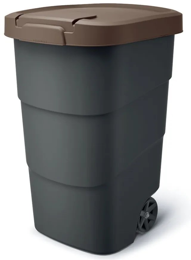 Prosperplast Wheeler 95 l szemetes kuka antracit barna fedéllel