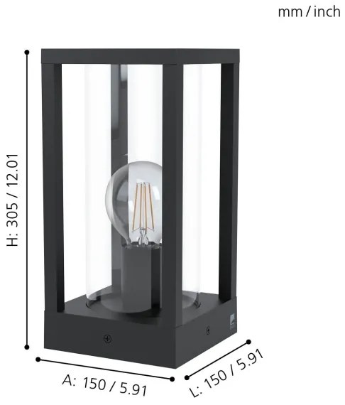 Eglo 98714 - Kültéri lámpa CASCINETTA 1xE27/40W/230V IP54