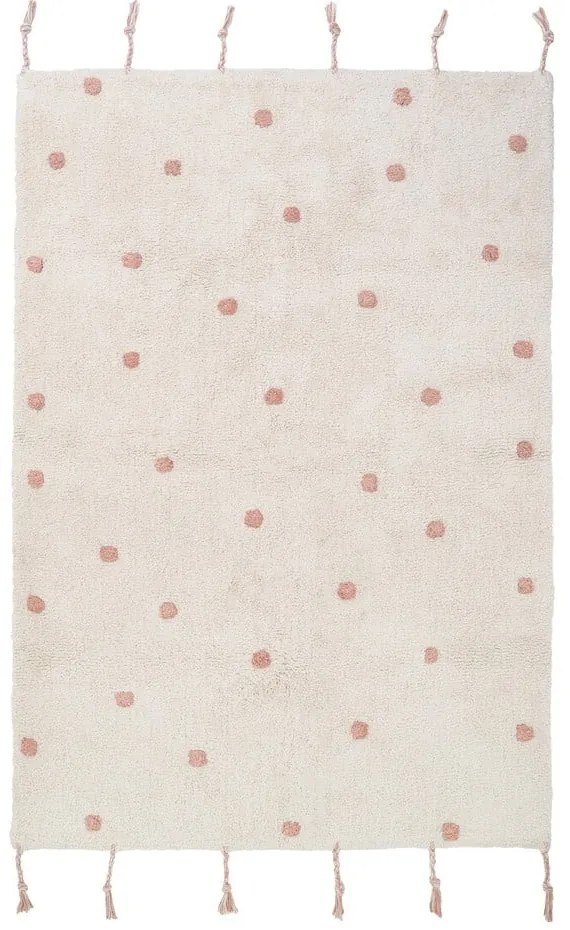 Numi bézs-rózsaszín, kézzel készített pamut szőnyeg, 100 x 150 cm - Nattiot