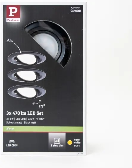 Paulmann 94472 - KÉSZLET 3xLED/6W IP23 Dimmelhető fürdőszobai lámpa NOVA 230V