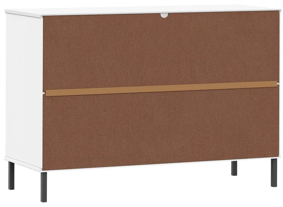 OSLO fehér tömör fa tálalószekrény fémlábakkal 113x40x77 cm