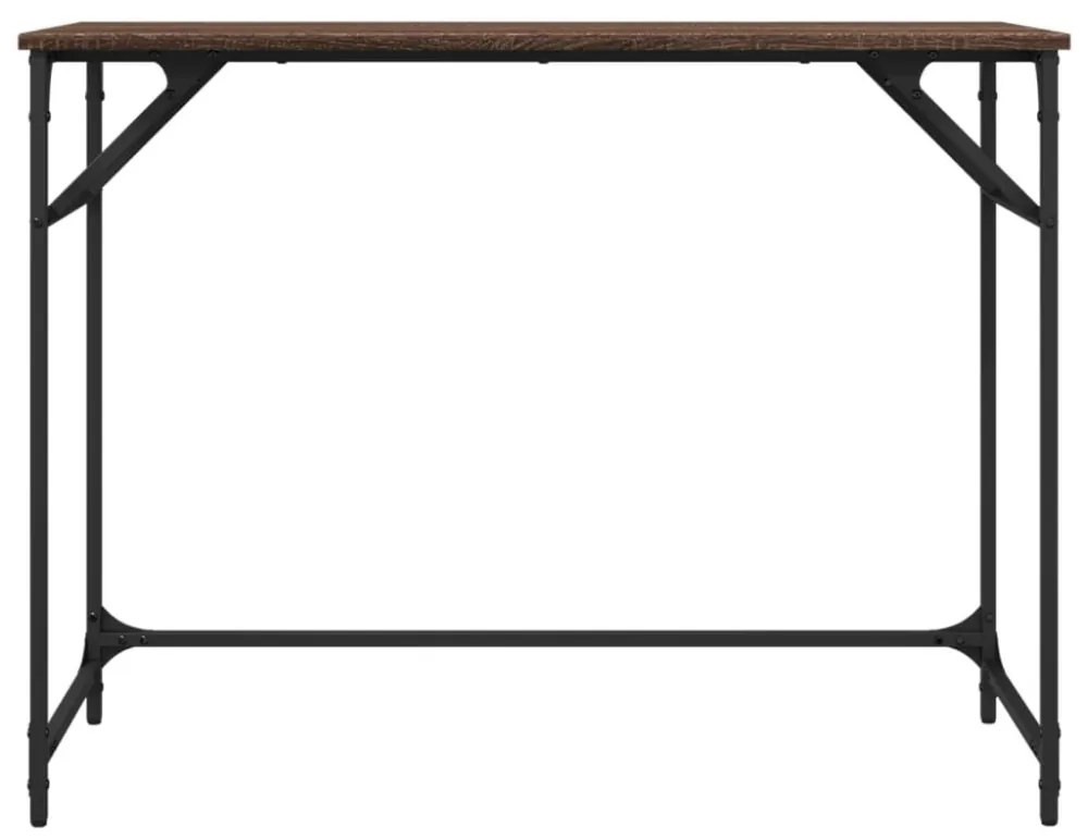 barna tölgy szerelt fa és porszórt acél íróasztal 100x45x76 cm