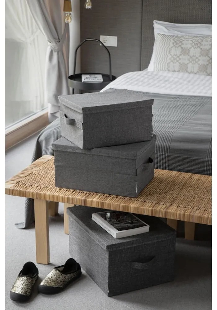 Szürke fedeles textil tárolódoboz 35x19x26 cm Soft Storage – Bigso Box of Sweden