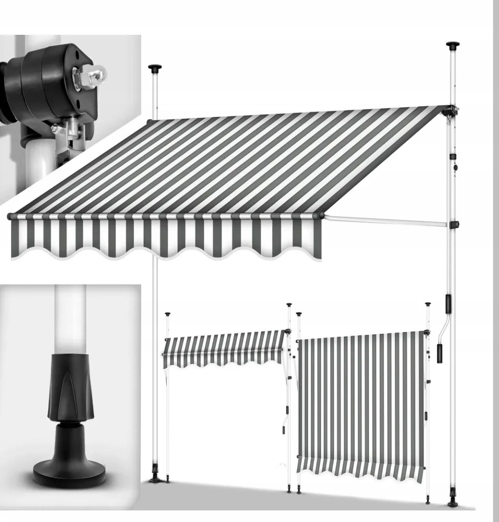 Napellenző Erkélyre 400cm szürke-fehér Tillvex