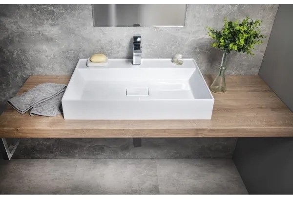 Sapho - Pultba ültethető mosdó GODIVA 68x44 cm márvány/fehér