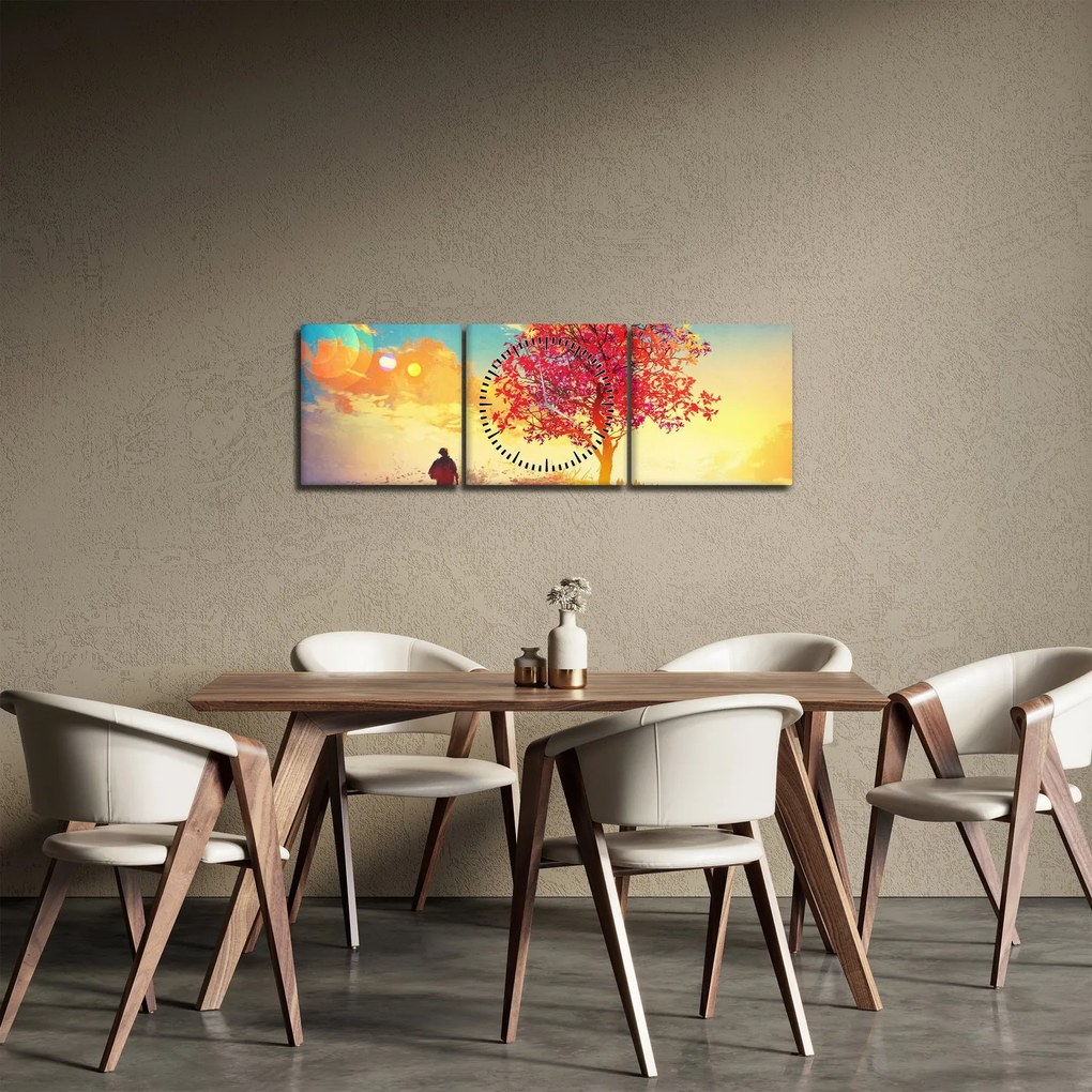 Egy fa képe a dombon (órával) (90x30 cm)