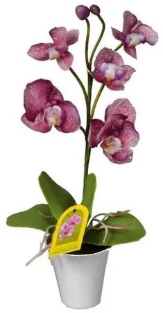 Mű orchidea virágtartóban, lila, 35 cm