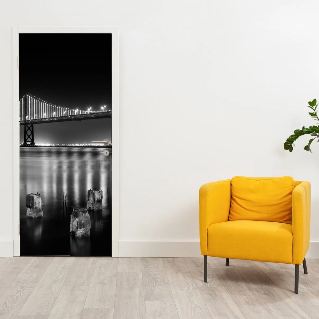 Fotótapéta ajtóra - Fekete-fehér híd (95x205cm)