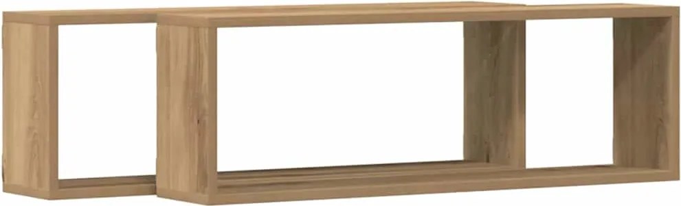 vidaXL Falpolcok polcokkal 2 pcs Művészi tölgy 80 x 15 x 26 cm Faanyag
