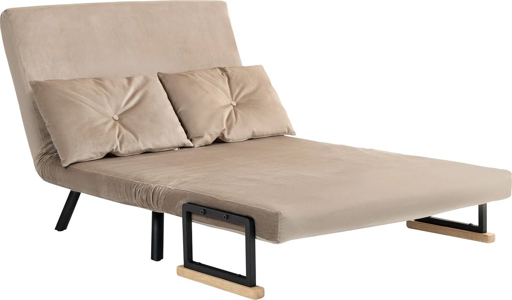 HOMCOM Kanapéágy, Összecsukható Ágy Funkcióval, Fotel Hátpárnával, Kárpitozott Kanapé Állítható Hátfallal, Plüss Kinézet, 102 x 73 x 81 cm, Világos Ba