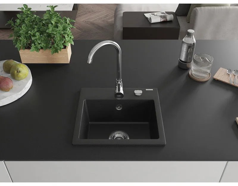 Mexen Milo - gránit mosogató 43,5x41,0cm, 1 kamrás, fekete, 6505441000-77