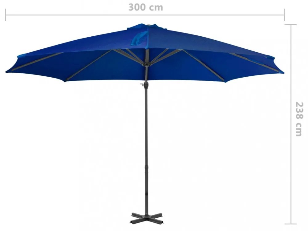 azúrkék konzolos napernyő alumíniumrúddal 300 cm