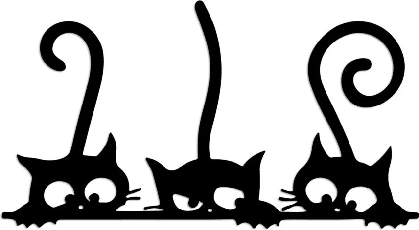 Fém fali dekoráció, cats, 60x33 cm