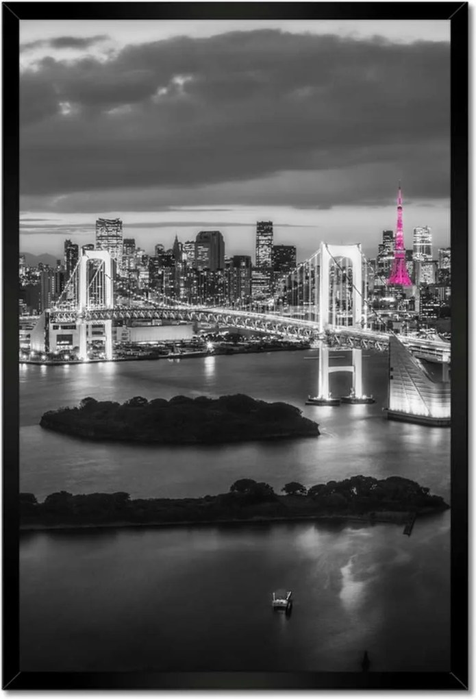 Poszterek keretben 40x60 Rózsaszín Eiffel-torony híd