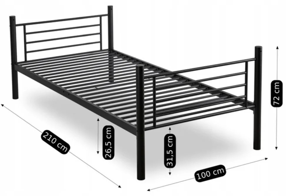 Emeletes Fém Ágykeret Fekete Színben. 90x200 cm RODEZ